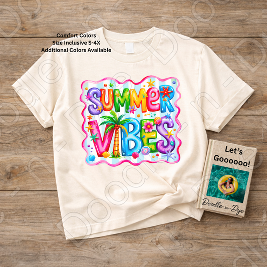 Summer Vibes Comfort Colors Tee, Teacher Summer Shirt, Tropical Summer Vibes Tee, Gift for Her