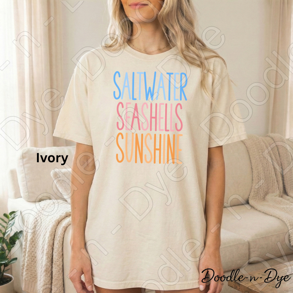 Saltwater Seashells Sunshine Shirt – Comfort Colors Beach Tee - Matching Family Tees