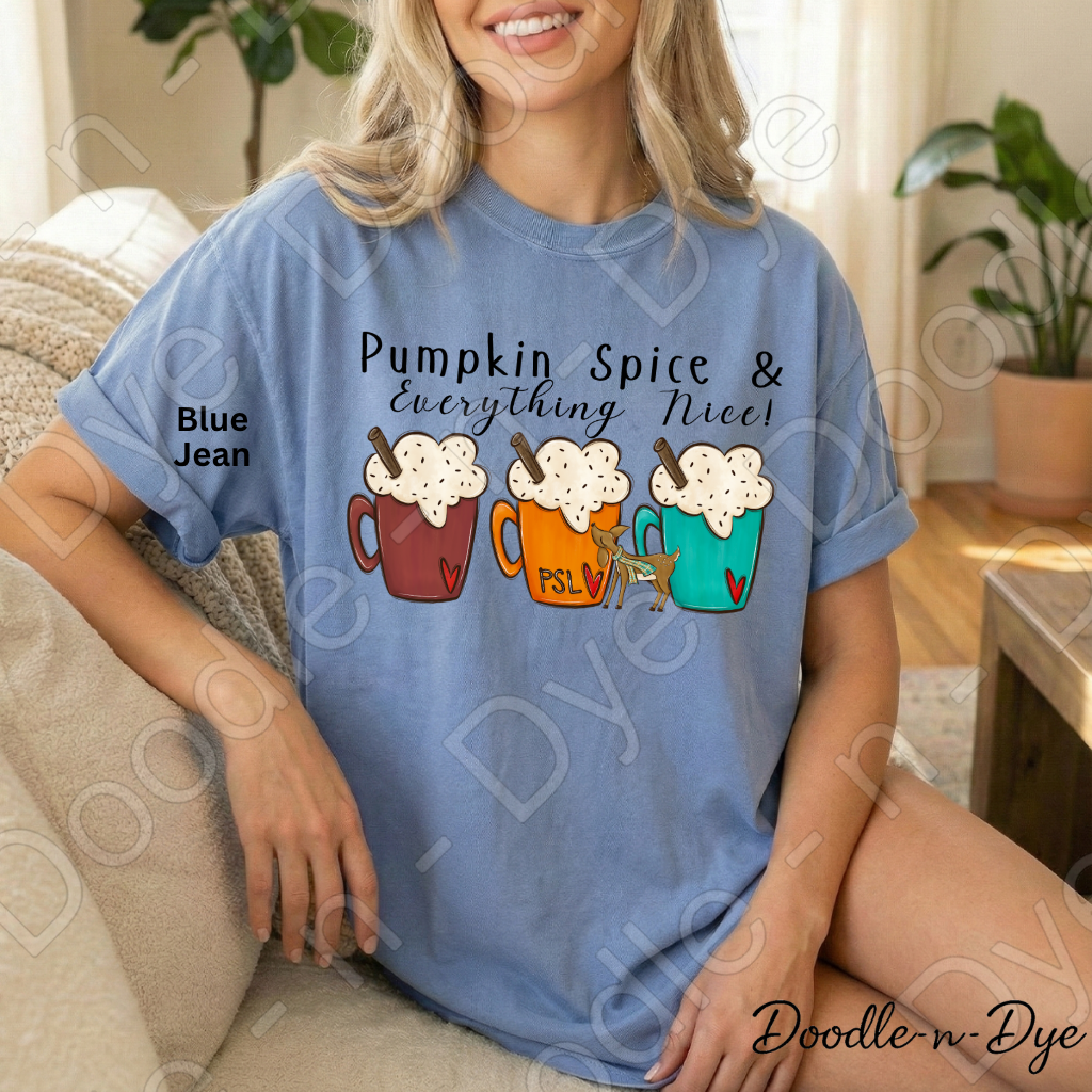 Pumpkin Spice & Everything Nice Shirt | Comfort Colors 1717 | PSL Fall Tee | Pumpkin Spice Latte Shirt | Cozy Autumn Graphic Tee