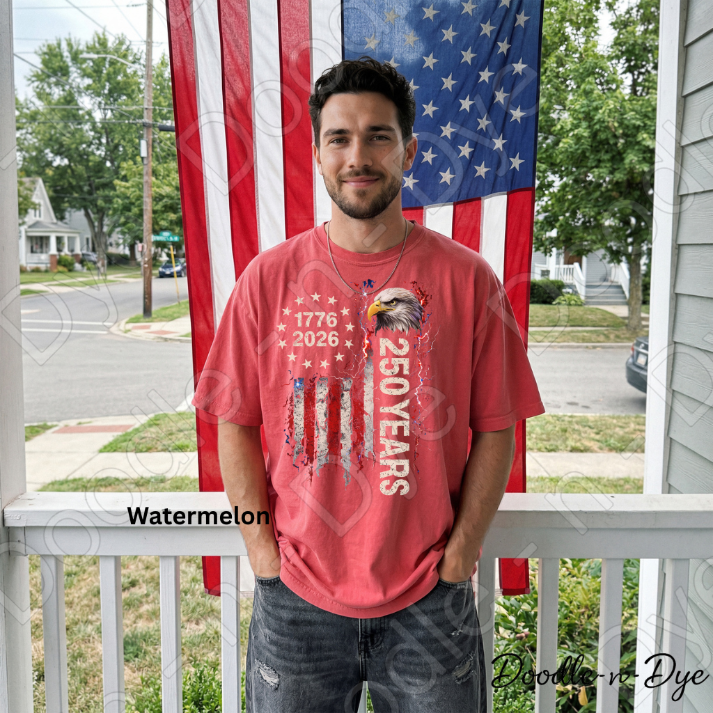 America 250 Anniversary Comfort Colors Tee, 1776-2026 July 4th Shirt, Bald Eagle Patriotic T-Shirt