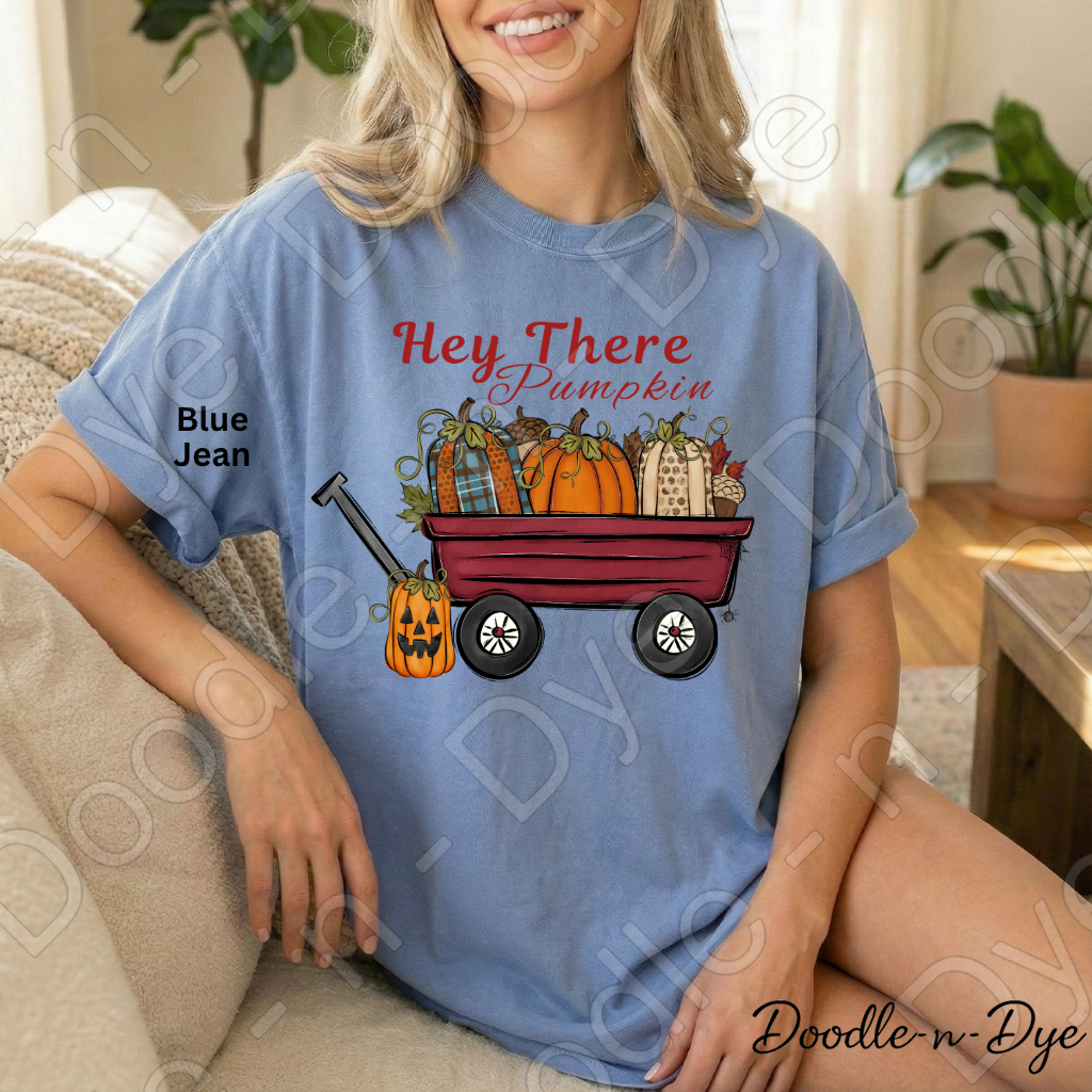 Hey There Pumpkin Shirt | Pumpkin Patch Wagon Tee | Comfort Colors 1717 | Cozy Fall Graphic Tee | Autumn Pumpkin Lover Shirt