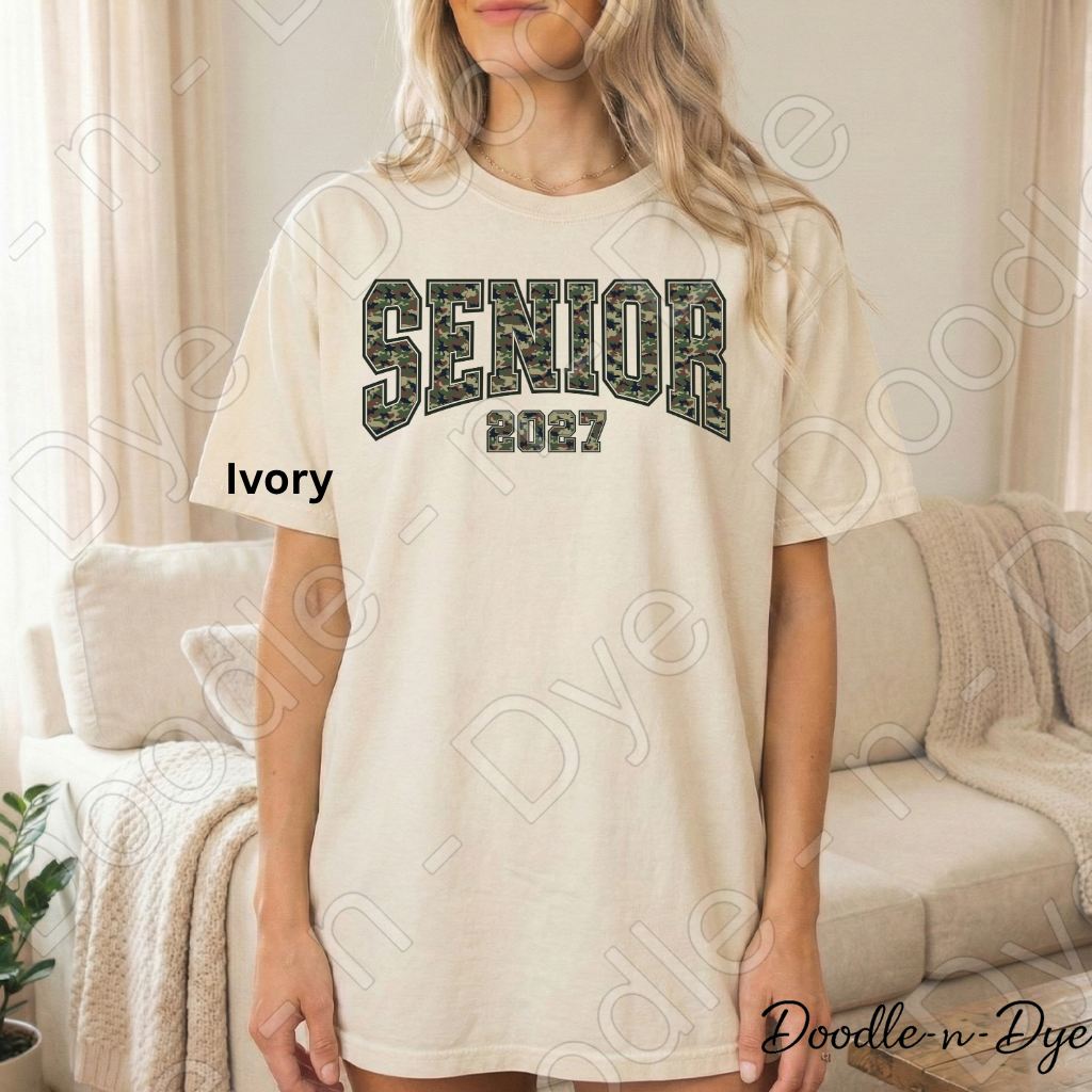Senior 2027 Camo Shirt | Class of 2027 Comfort Colors® T-Shirt | Camouflage Senior Tee | Graduation Shirt | Senior Gift