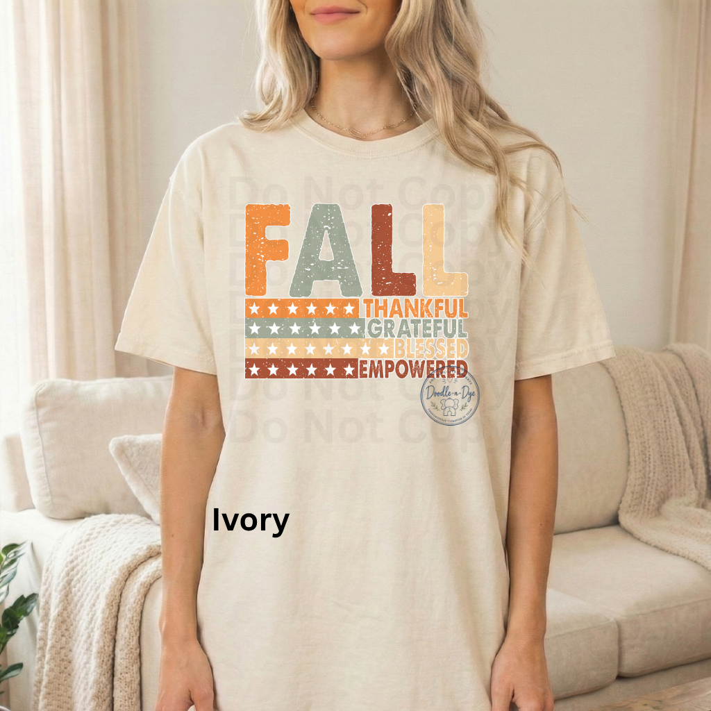 Fall Thankful Grateful Blessed Shirt | Autumn Graphic Tee | Thanksgiving Empowerment Shirt | Comfort Colors® 1717 Fall T-Shirt | Inspirational Fall Tee