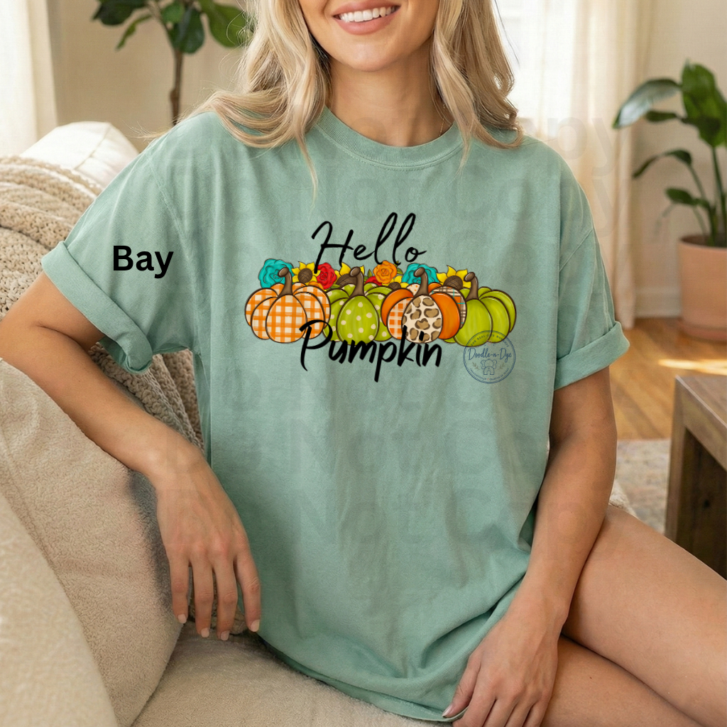 Hello Pumpkin Shirt | Original Fall Pumpkin Tee | Comfort Colors® 1717 Autumn Graphic Shirt | Cute Boutique Pumpkin Patch Tee