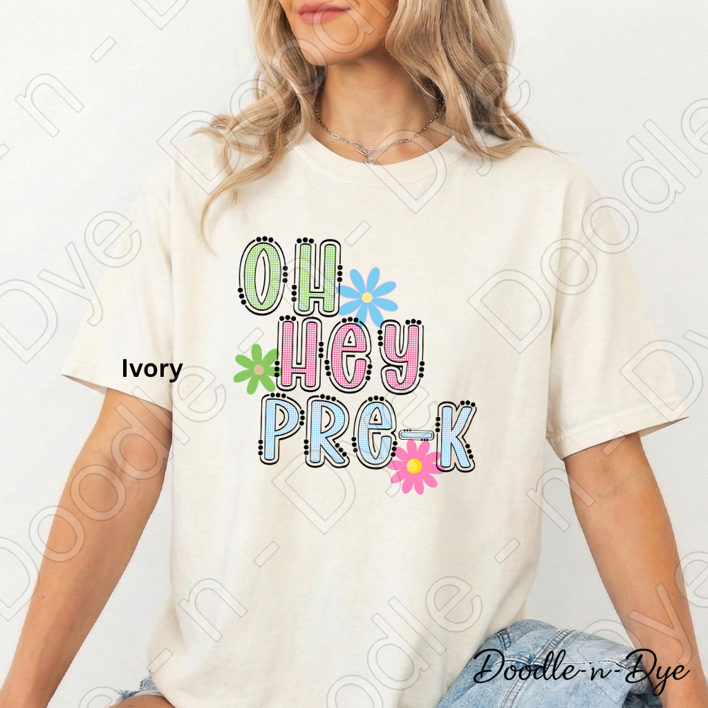 Pre-K Teacher Shirt, Pre-K Comfort Colors Teacher Tee, Doodle-n-Dye Original Design, Grade Level Pre-K Teacher Shirt, Preschool Teacher Gift, Back to School Teacher Tee