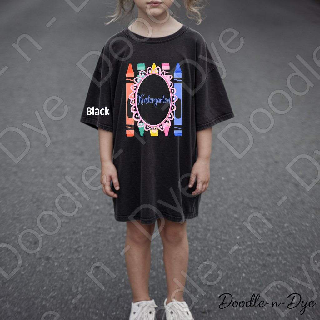 Youth Kindergarten Comfort Colors Tee, Back to School Kids Shirt, Cute Classroom Photo Outfit, Colorful Crayon Kindergarten Tee, Beginning of School Student Shirt
