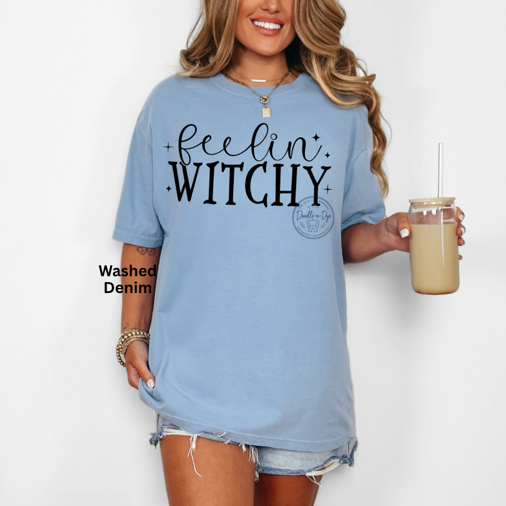 Feelin' Witchy Shirt | Comfort Colors® 1717 Halloween T-Shirt | Cute Fall Witch Graphic Tee | Spooky Season Shirt | Boutique Halloween Tee