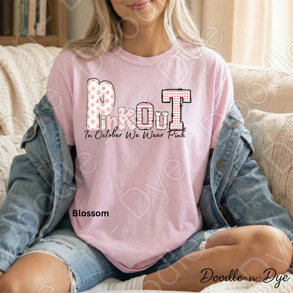 Pink Out – In October We Wear Pink | Original Breast Cancer Awareness Comfort Colors® T-Shirt | Pink Ribbon Survivor Support Tee