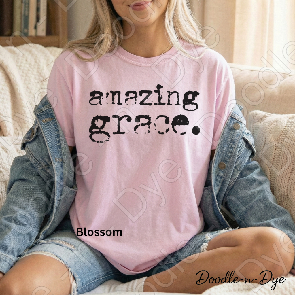 Christian Amazing Grace Shirt, Comfort Colors Vintage Faith-Based Tee, Christian Typography Typewrite T-Shirt
