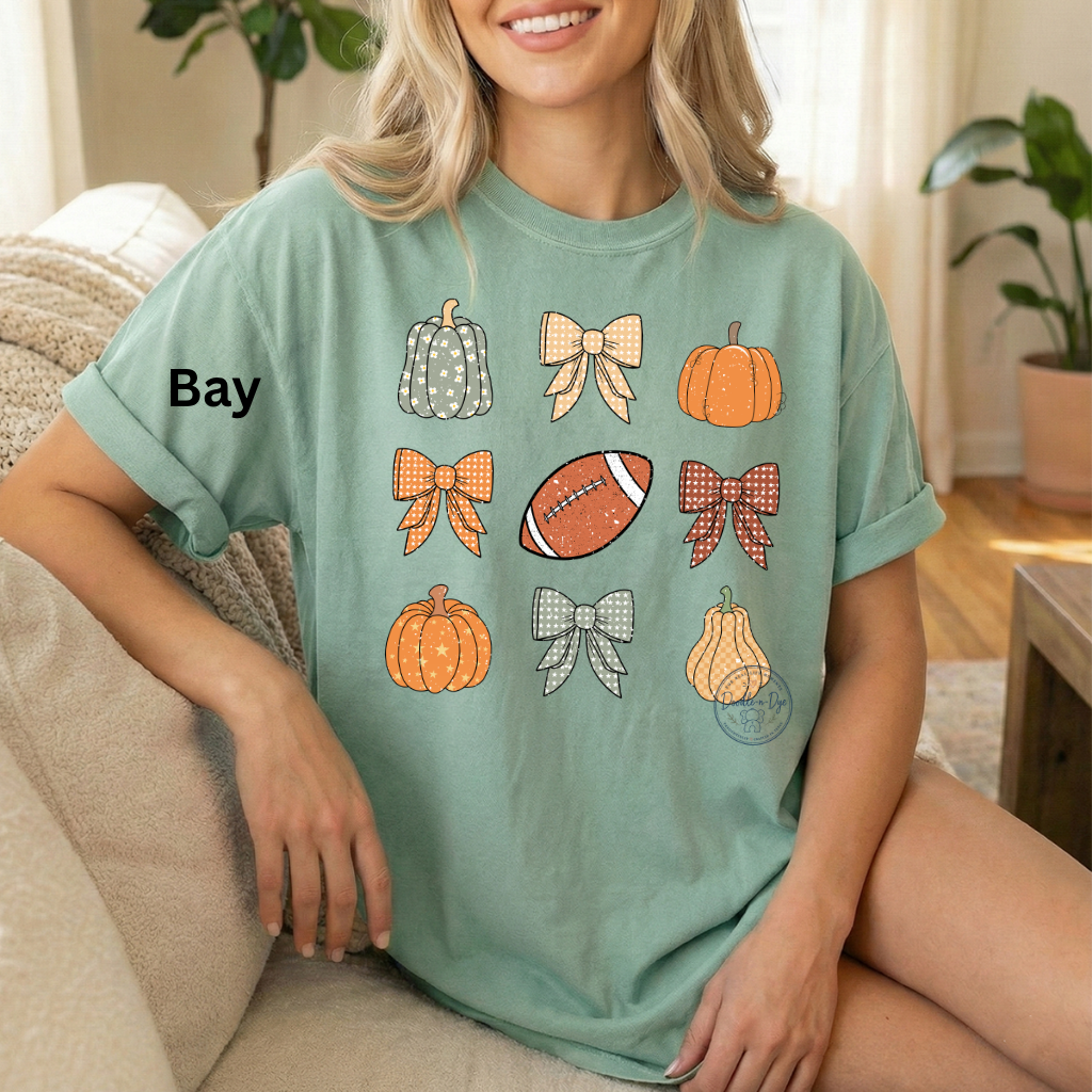 Football & Pumpkins Shirt | Comfort Colors® 1717 Fall Football T-Shirt | Cute Game Day Pumpkin Tee | Coquette Football Shirt | Fall Graphic Tee