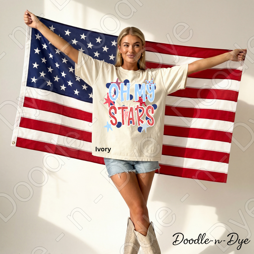 Oh My Stars Patriotic Shirt – Comfort Colors Red White & Blue Tee for 4th of July, Summer Events, Parades & Americana Outfits, 250th Anniversary Tee