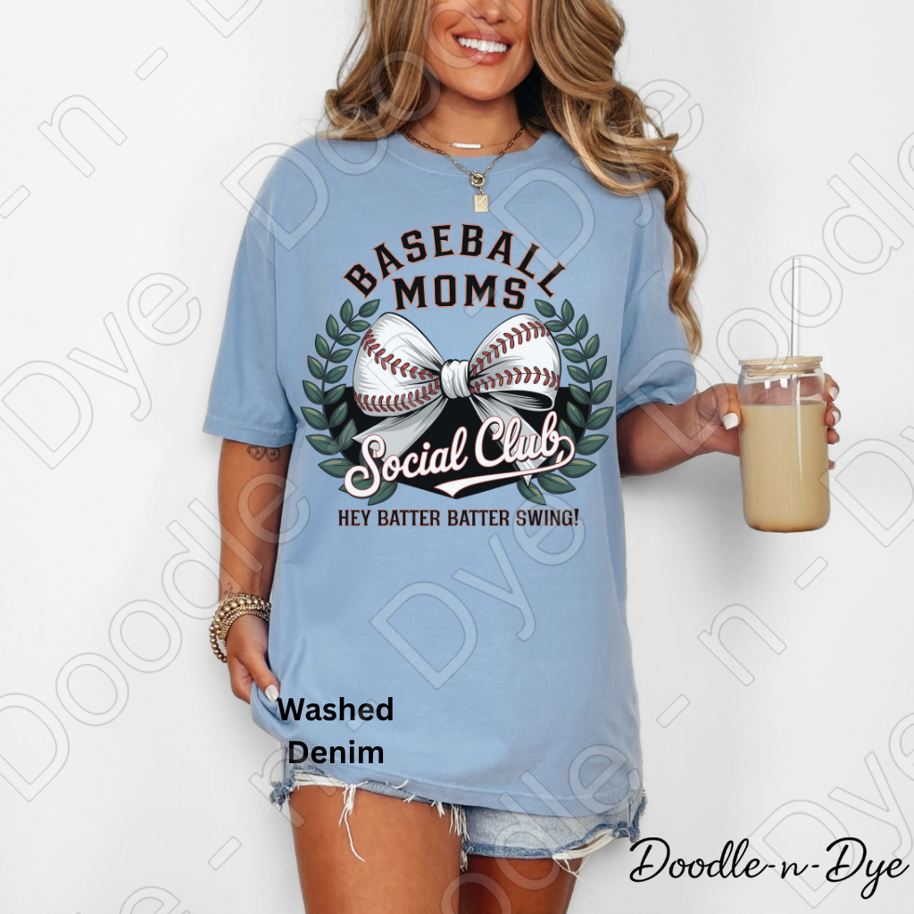 Baseball Moms Comfort Colors Tee, Moms Social Club Baseball Shirt, Hey Batter Batter Shirt, Baseball Moms Graphic, Baseball Moms Social Club T-Shirt