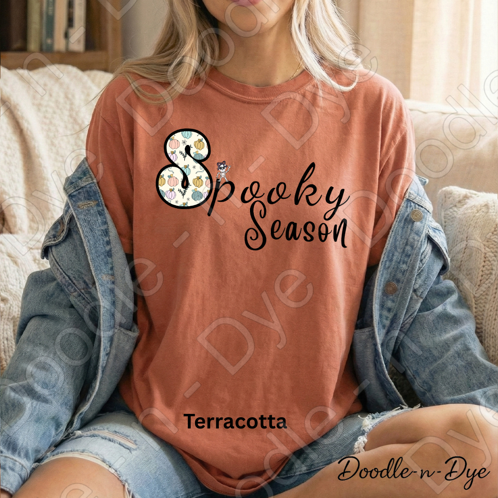 Spooky Season Shirt | Original Cute Halloween Comfort Colors® T-Shirt | Whimsical Ghost & Skeleton Fall Tee | Cozy Autumn Graphic Shirt