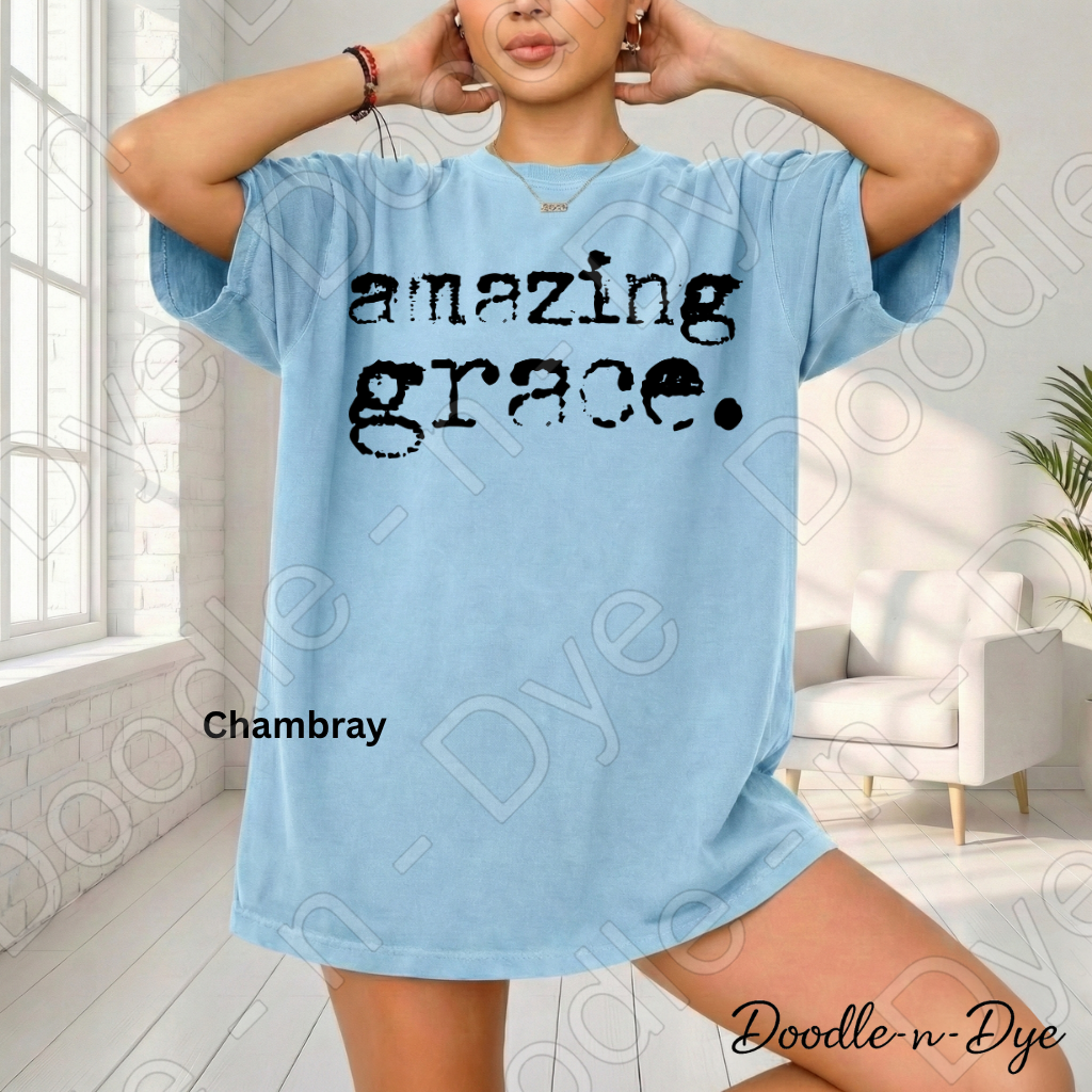 Christian Amazing Grace Shirt, Comfort Colors Vintage Faith-Based Tee, Christian Typography Typewrite T-Shirt