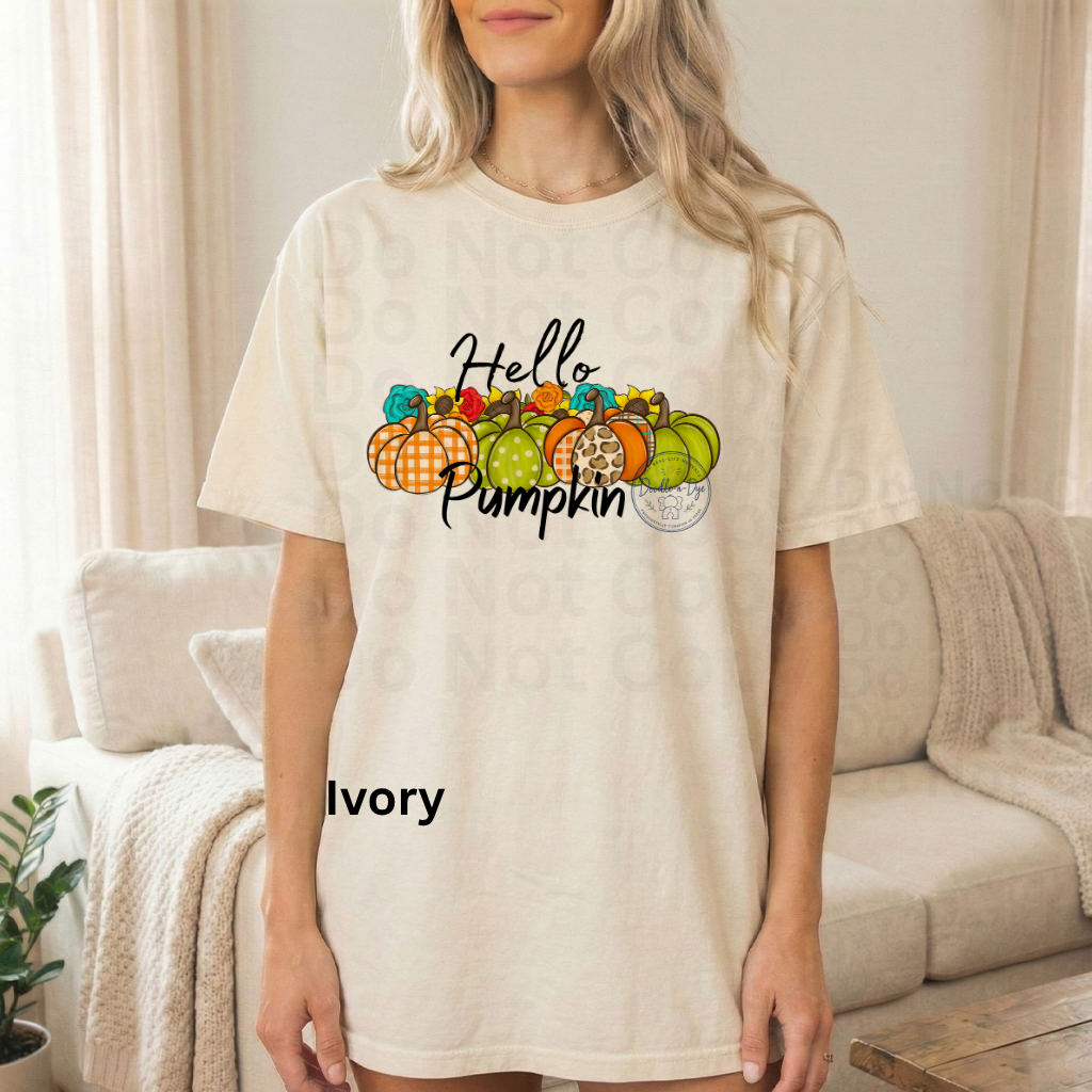 Hello Pumpkin Shirt | Original Fall Pumpkin Tee | Comfort Colors® 1717 Autumn Graphic Shirt | Cute Boutique Pumpkin Patch Tee