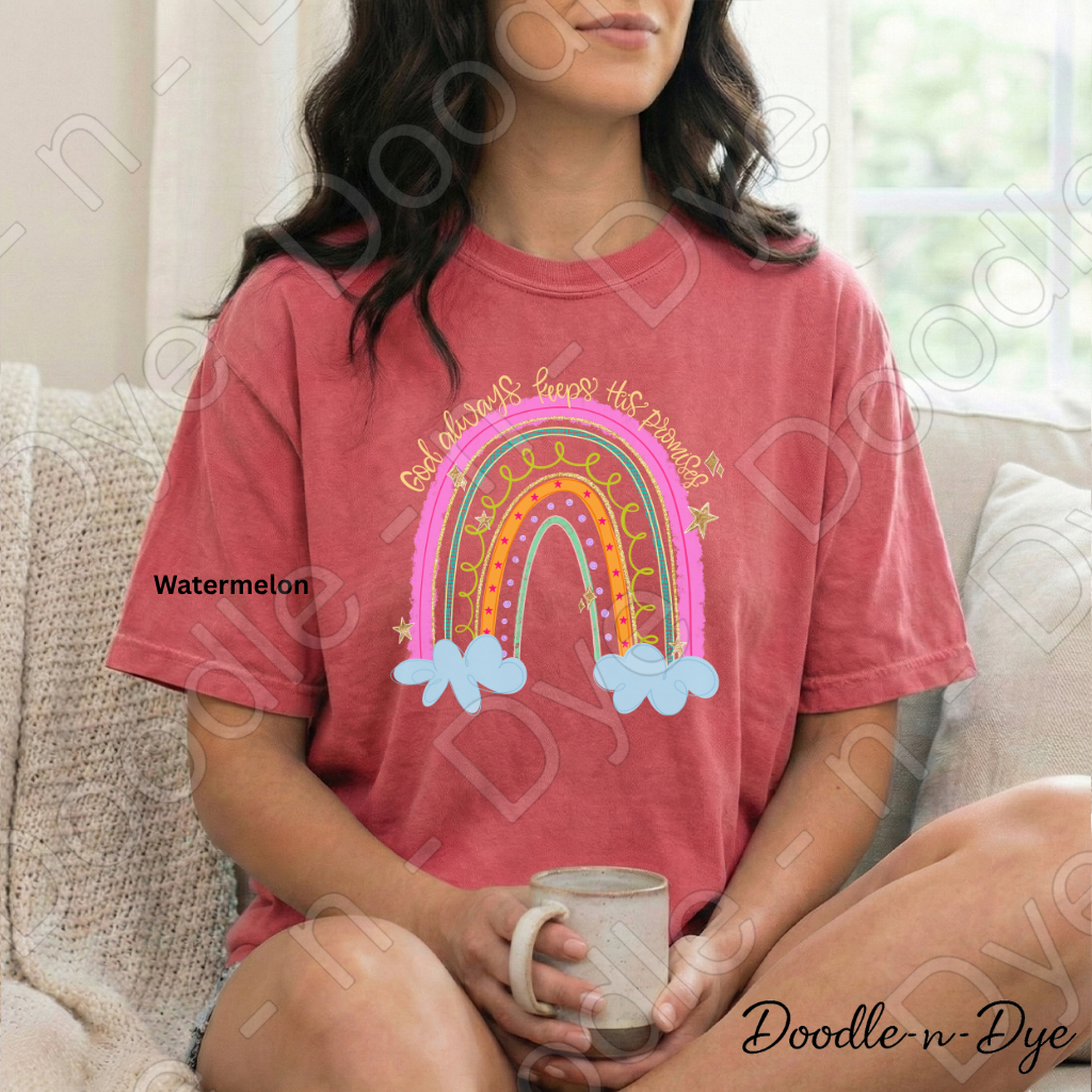 God Always Keeps His Promises Shirt, Christian Rainbow Tee, Faith Comfort Colors Shirt, Inspirational Bible Verse Tee, Christian Gift for Women