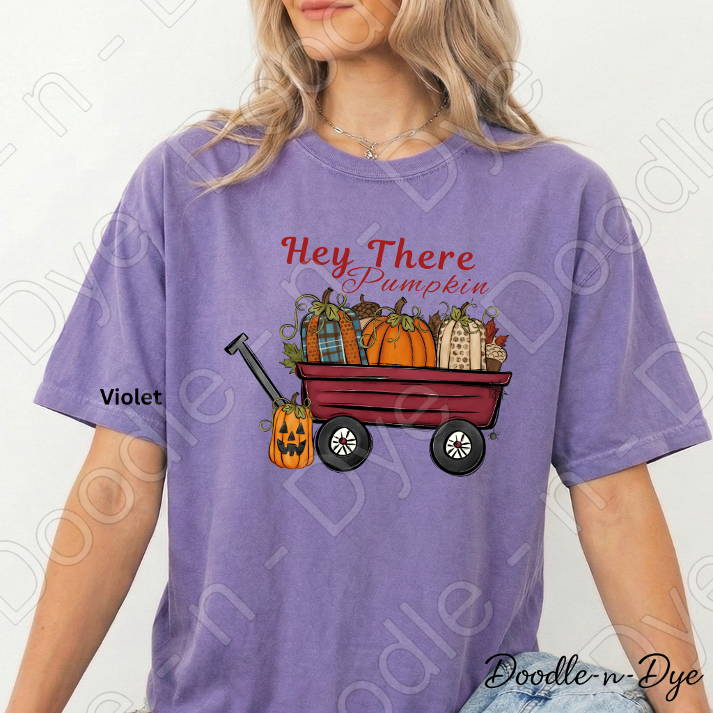 Hey There Pumpkin Shirt | Pumpkin Patch Wagon Tee | Comfort Colors 1717 | Cozy Fall Graphic Tee | Autumn Pumpkin Lover Shirt