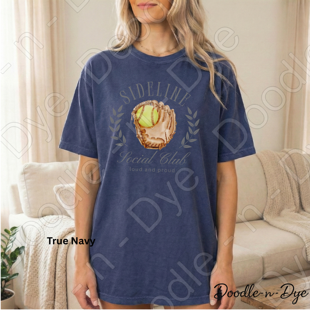 Softball Life Comfort Colors Tee, Sideline Social Club Shirt, Loud & Proud, Softball Mom T-Shirt, Gift for Her
