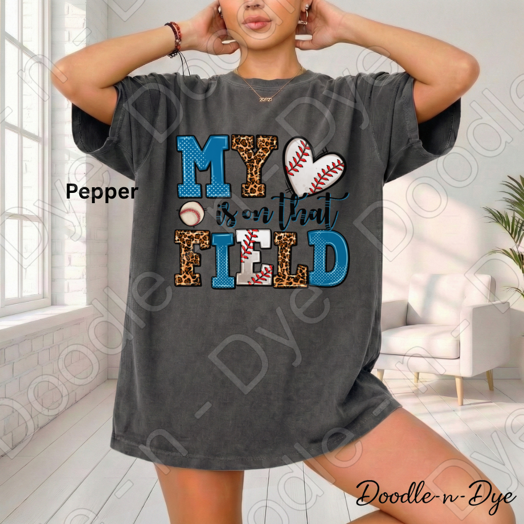 Baseball Mom Comfort Colors Tee, My Heart is on That Field Shirt, Baseball Season Tee, Gift for Mom, Baseball Life