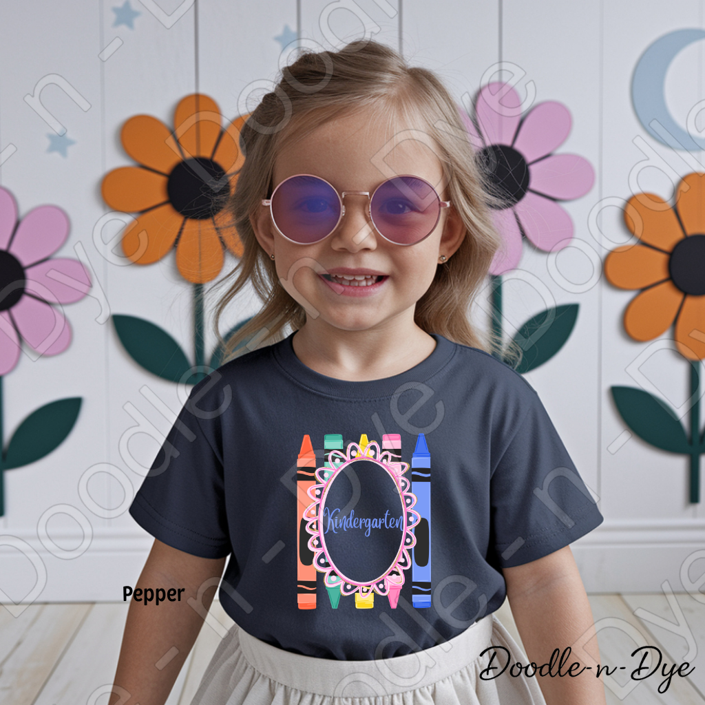 Youth Kindergarten Comfort Colors Tee, Back to School Kids Shirt, Cute Classroom Photo Outfit, Colorful Crayon Kindergarten Tee, Beginning of School Student Shirt