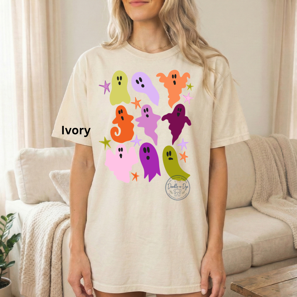 Cute Colorful Ghost Shirt | Comfort Colors® Halloween T-Shirt | Fall Spooky Season Ghost Tee | Pastel Halloween Shirt | Cute Ghost Graphic Tee