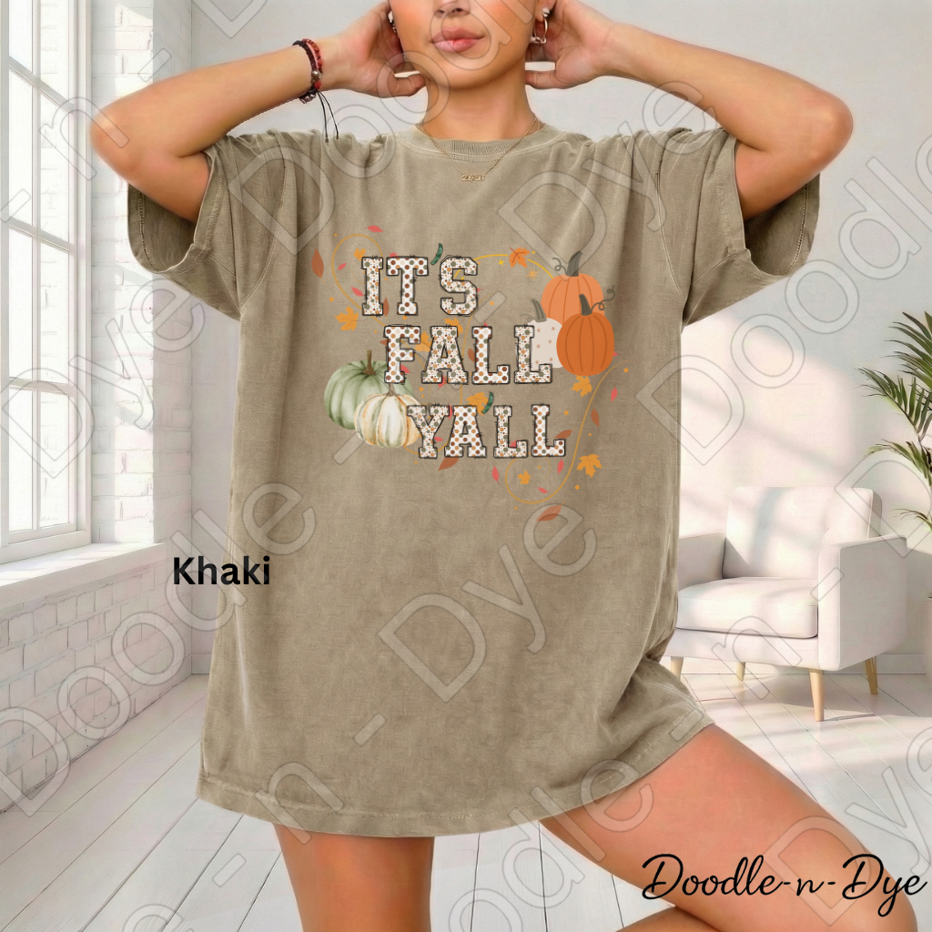 It's Fall Y'all Shirt, Doodle-n-Dye Original, Comfort Colors Fall Tee, Pumpkin Autumn Shirt, Farmhouse Fall Graphic Tee