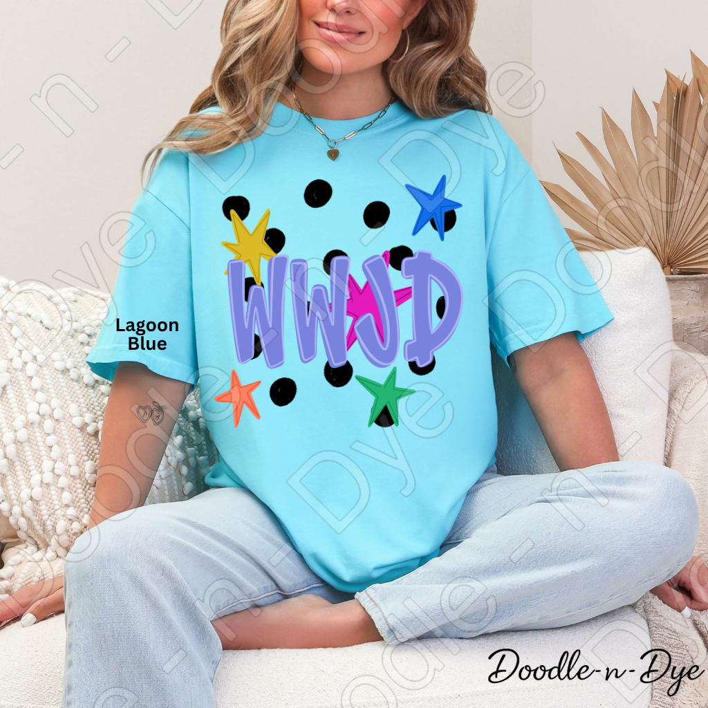 WWJD Shirt | Original Christian Comfort Colors Tee | What Would Jesus Do Graphic Shirt | Retro Faith Shirt | Colorful Christian Apparel