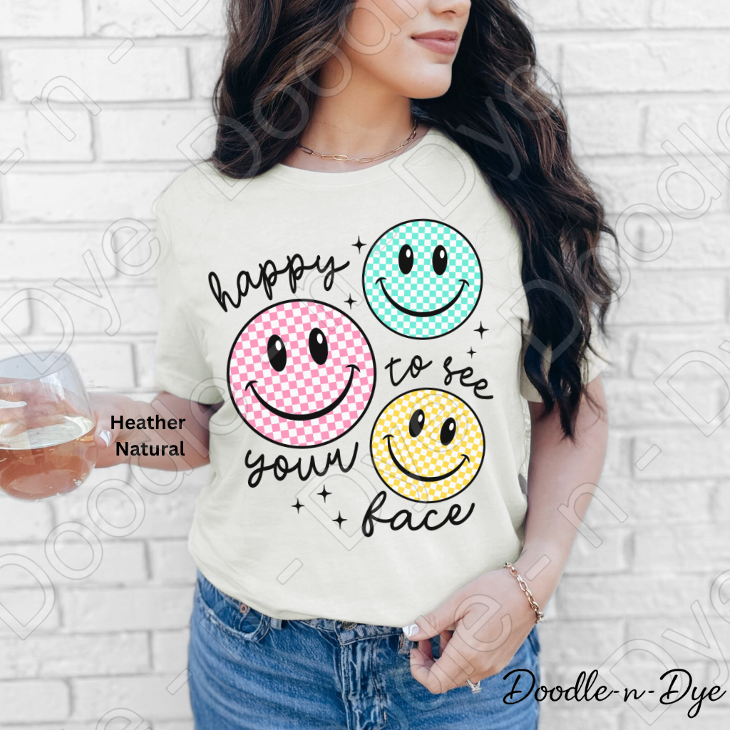 Teacher Happy to See Your Face Smiley Shirt, Bella Canvas Colorful Graphic Tee, Gift for Teacher