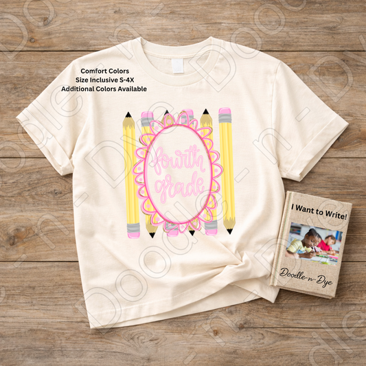 Fourth Grade Teacher Shirt, Fourth Grade Comfort Colors Teacher Tee, Grade Level Fourth Grade Teacher Shirt, Teacher Gift, Back to School Teacher Tee