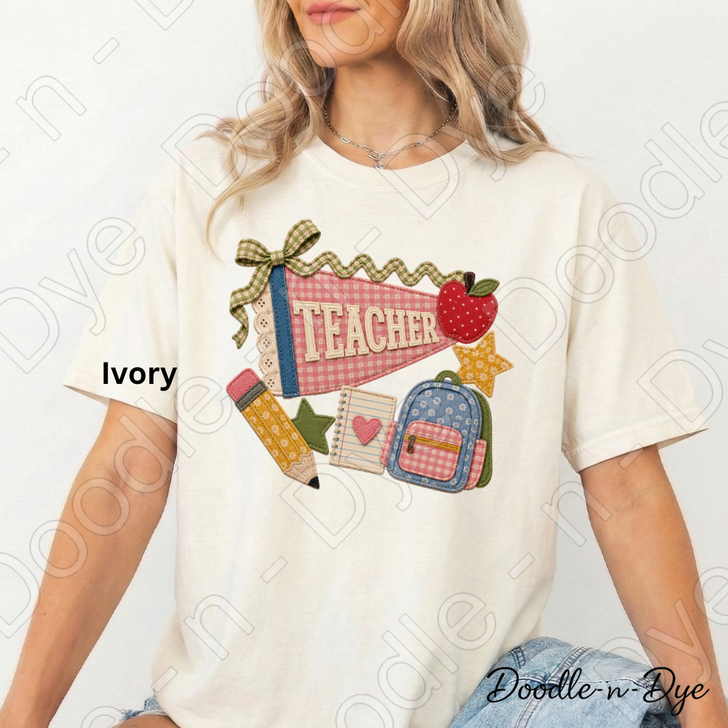 Vintage Teacher Shirt | Back to School Comfort Colors Tee | Retro Patchwork Teacher Graphic Tee | Cute Teacher Gift | Comfort Colors 1717