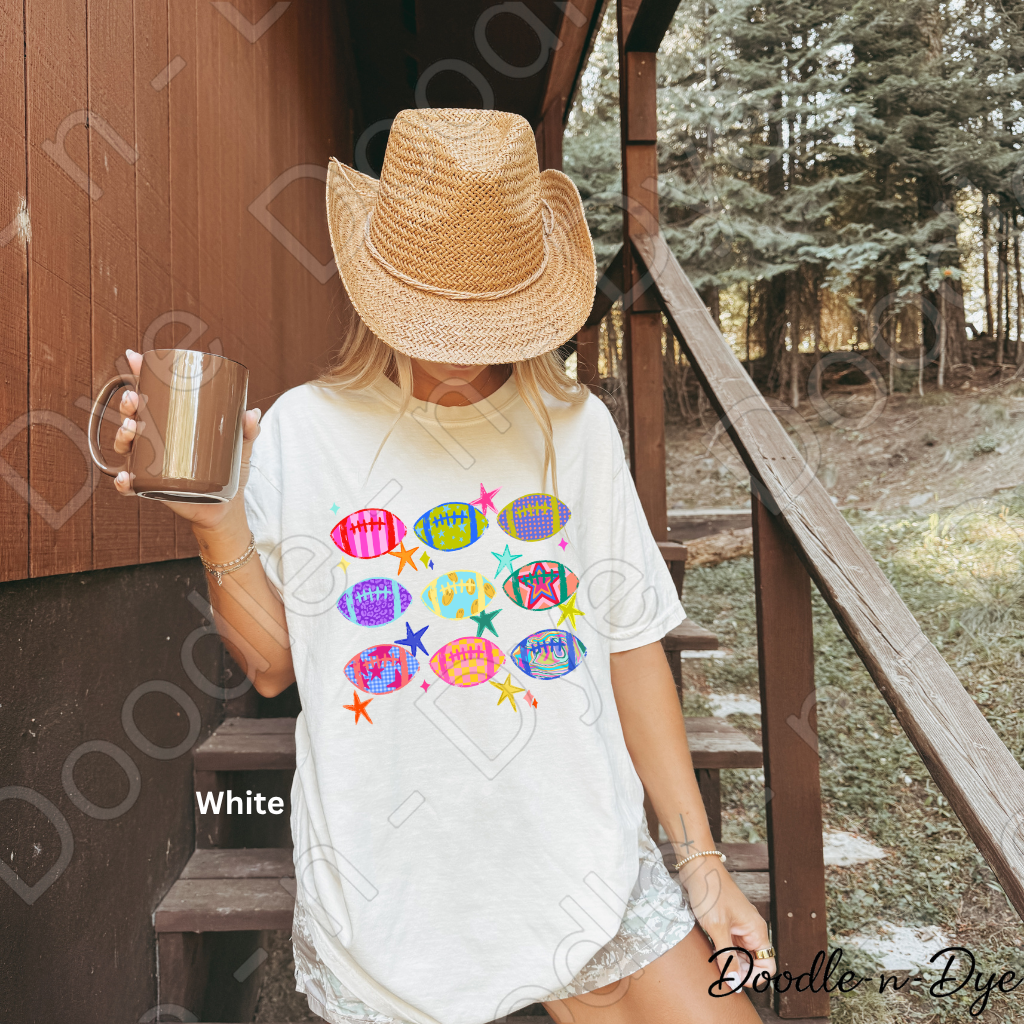 Colorful Football Shirt | Retro Game Day Comfort Colors Tee | Football Lover Graphic Shirt | Women's Football Season Tee | Comfort Colors Fall Football Tee