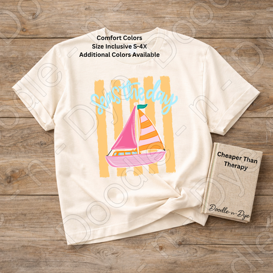 Seas the Day Comfort Colors Tee, Nautical Graphic Tee, Motivational Summer Shirt, Gift for Her