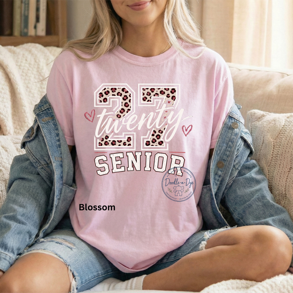 Senior 2027 Cheetah Print Shirt | Class of 2027 Comfort Colors® T-Shirt | Pink Senior Year Tee | Cute Graduation Shirt | Senior Gift for Her
