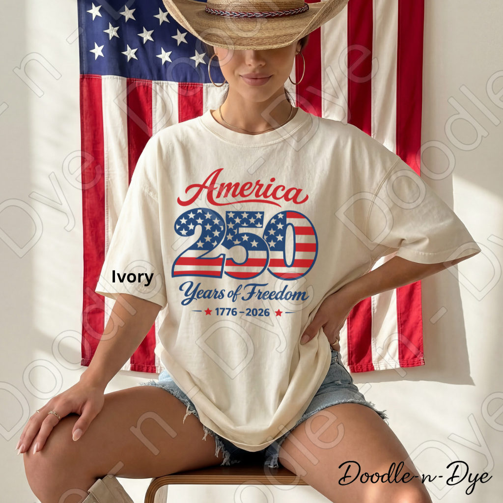 Patriotic July 4th Comfort Colors Tee, 250 Year of Freedom Shirt, 250th America Anniversary T-Shirt