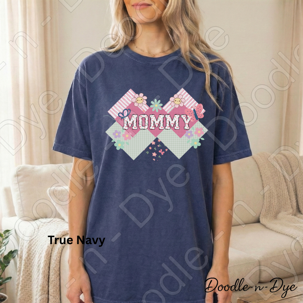 Mommy Comfort Colors Tee, New Mom T-Shirt, Cute Mom Graphic Tee, Floral Patterned Mommy Tshirt, Gift for Her, First Time Mom, Mother's Day Gift