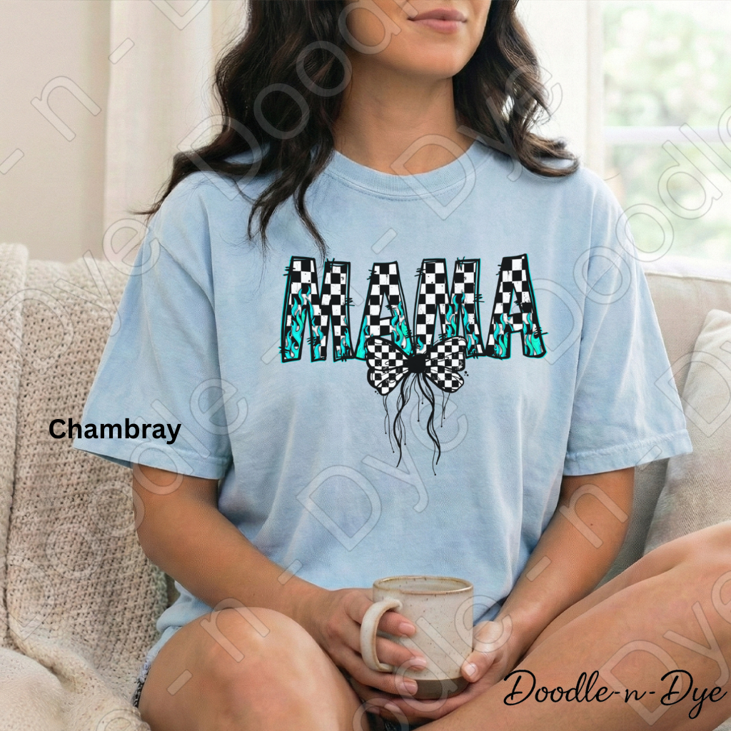 Mama Checkered Leopard Bow Shirt – Trendy Comfort Colors Mom Tee - Mother's Day Gift