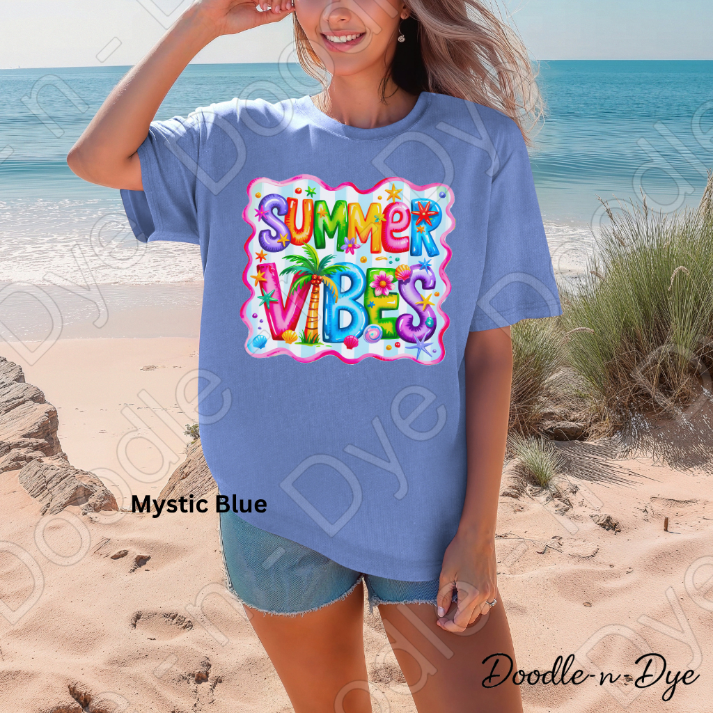 Summer Vibes Comfort Colors Tee, Teacher Summer Shirt, Tropical Summer Vibes Tee, Gift for Her