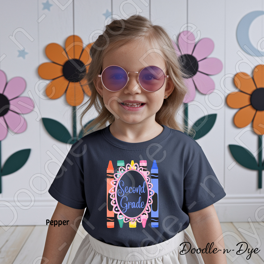 Youth Second Grade Comfort Colors Tee, Back to School Kids Shirt, Cute Classroom Photo Outfit, Colorful Crayon Second Grade Tee, Beginning of School Student Shirt
