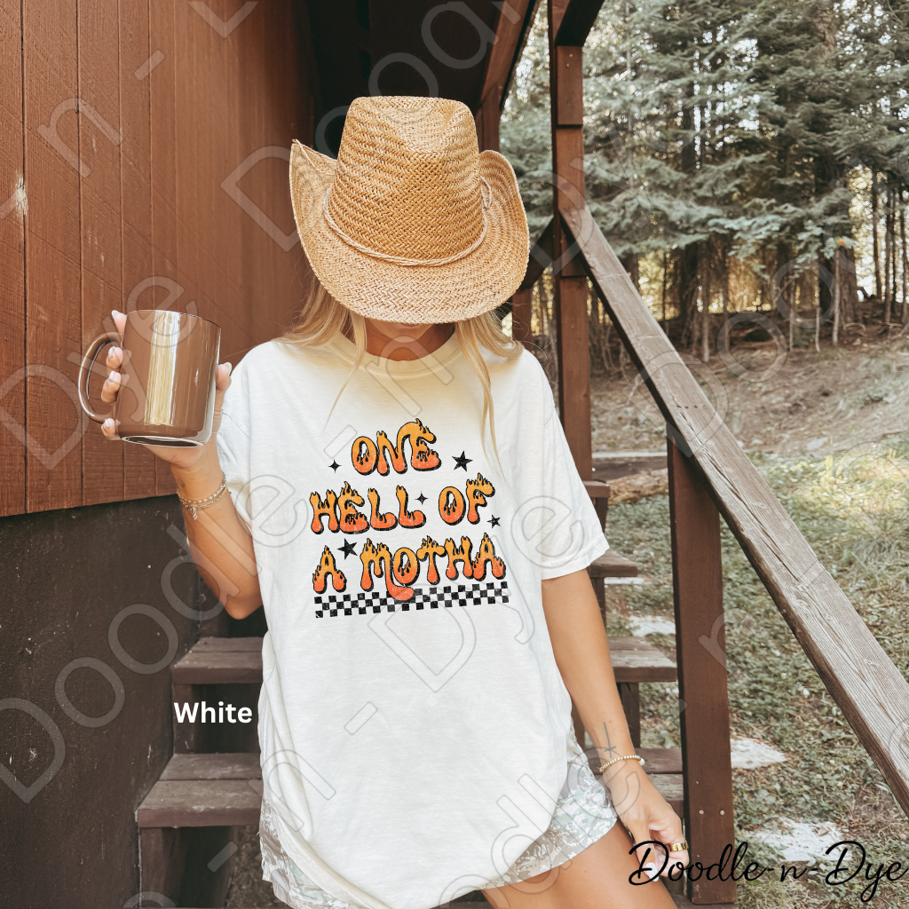 One Hell of a Motha Shirt | Funny Mama Tee | Sarcastic Mom Shirt | Comfort Colors 1717 | Spooky Season Mama Graphic Tee