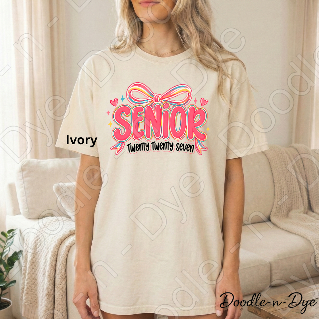 Senior 2027 Shirt Class of 2027 Comfort Colors® T-Shirt | Cute Coquette GO Senior Year Tee | Graduation Shirt | Senior Gift