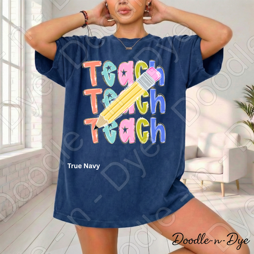 Teacher Pencil Comfort Colors Tee, Colorful Teacher Tee, First Day of School Shirt, Back to School Teacher Tee, Teacher Appreciation Gift, Educator Shirt, Gift for Teacher, Gift for Her