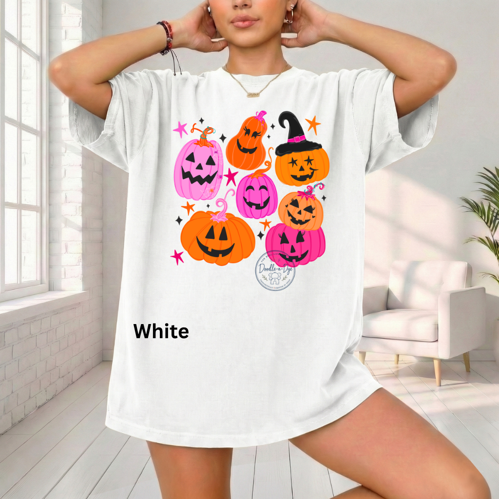 Cute Halloween Pumpkin Shirt | Comfort Colors® 1717 Jack O Lantern T-Shirt | Fall Colorful Pumpkin Graphic Tee | Spooky Season Shirt