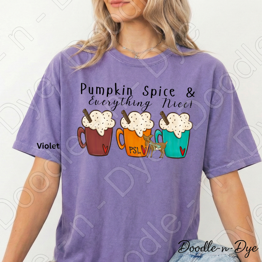 Pumpkin Spice & Everything Nice Shirt | Comfort Colors 1717 | PSL Fall Tee | Pumpkin Spice Latte Shirt | Cozy Autumn Graphic Tee