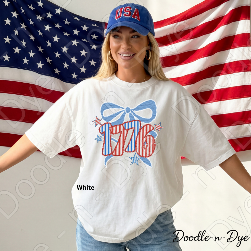 1776 Patriotic Shirt, USA 1776 Comfort Colors Tee, Fourth of July Shirt, America Coquette Bow Shirt, Patriotic Graphic Tee, Independence Day Shirt, 250th USA Anniversary