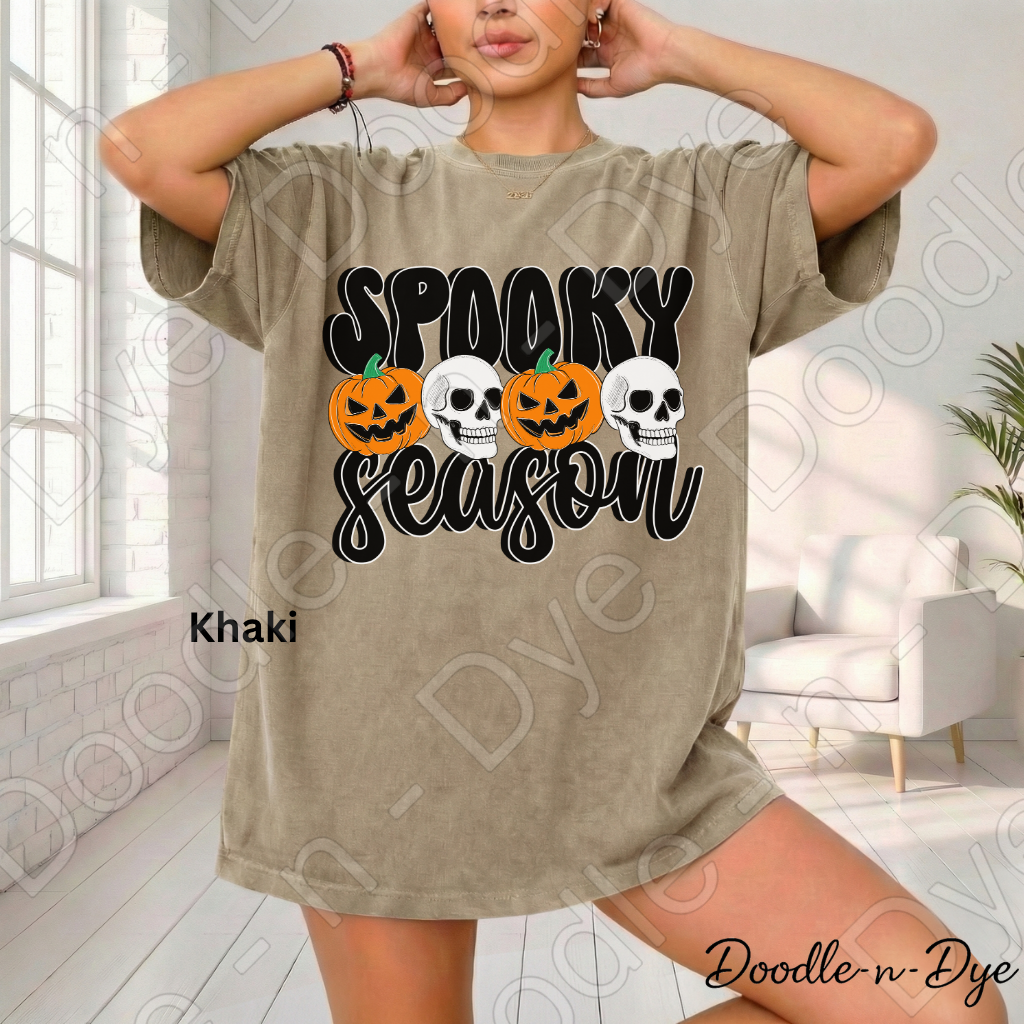 Spooky Season Shirt, Halloween Pumpkin Skull Tee, Comfort Colors Halloween Shirt, Cute Spooky Fall Graphic Tee, October Pumpkin Shirt