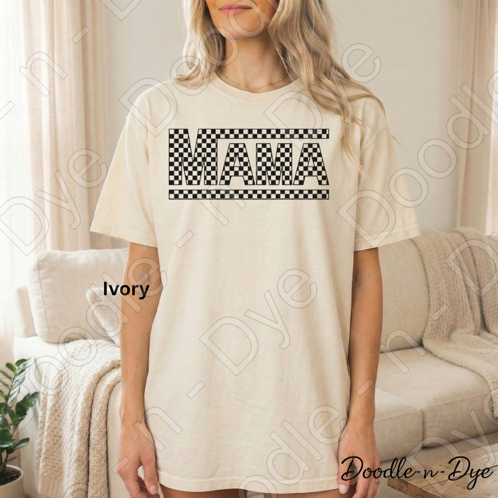 Retro MAMA Comfort Colors Tee, Mother's Day Shirt, Checkered MAMA Graphic T-Shirt, Gift for Her