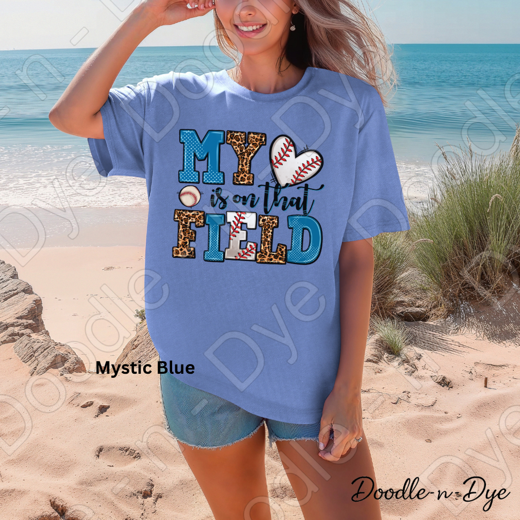 Baseball Mom Comfort Colors Tee, My Heart is on That Field Shirt, Baseball Season Tee, Gift for Mom, Baseball Life