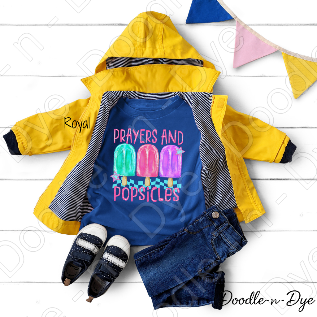 Summer Toddler Faith Shirt, Kids Prayers & Popsicles Tee, Christian Toddler T-Shirt, Kids Summer Popsicle T Shirt
