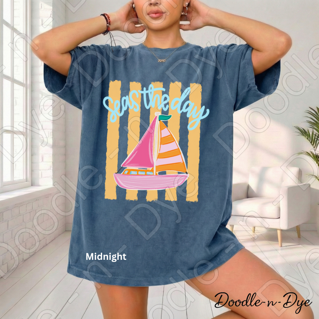 Seas the Day Comfort Colors Tee, Nautical Graphic Tee, Motivational Summer Shirt, Gift for Her