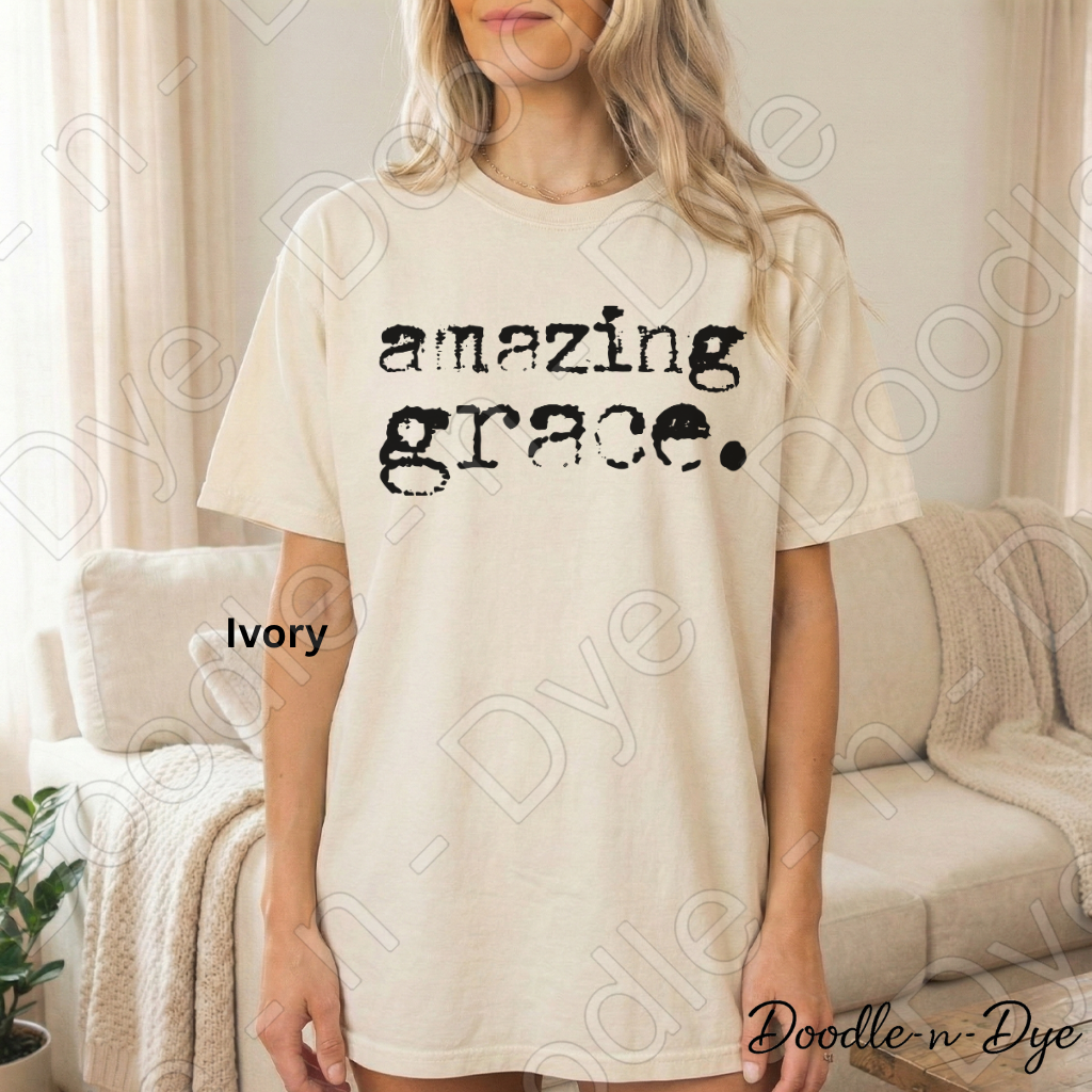Christian Amazing Grace Shirt, Comfort Colors Vintage Faith-Based Tee, Christian Typography Typewrite T-Shirt
